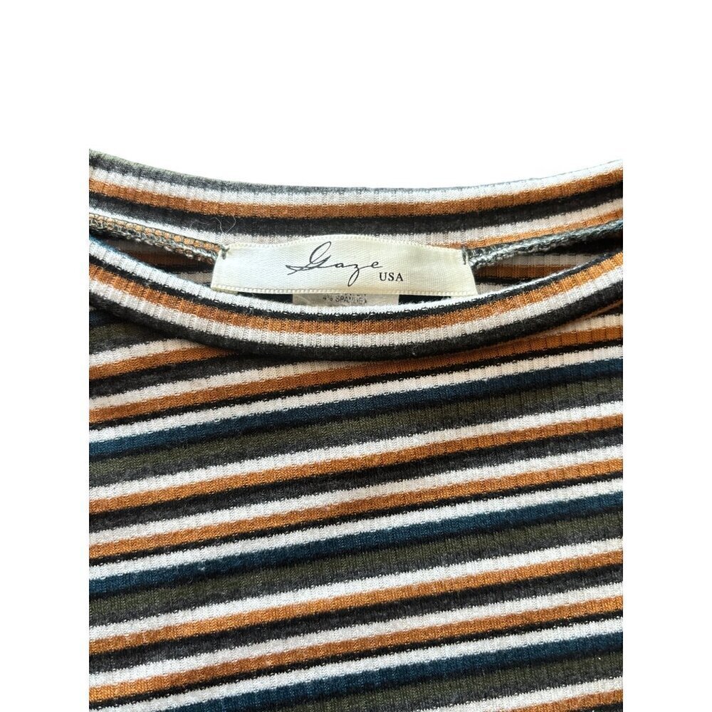 Gaze Women's Cropped Stripped Multicolor Top - Picture 5 of 7